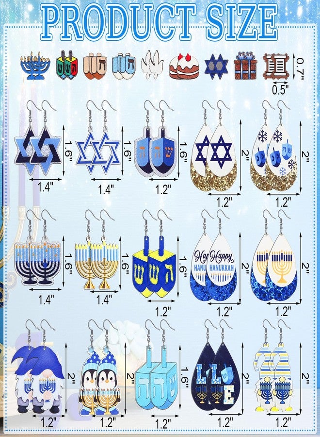 Remuuly 24 Pairs Hanukkah Wooden Dangle Earrings for Women Menorah Dreidel Hanukkah Gifts Earrings Drop Jewelry Gifts for Women Chanukah Holiday Party Supplies(Penguin) - Image 2